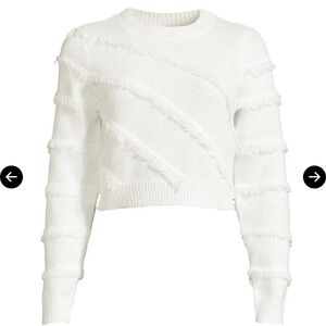 Milly White Crew Neck Sweater with Textured Design